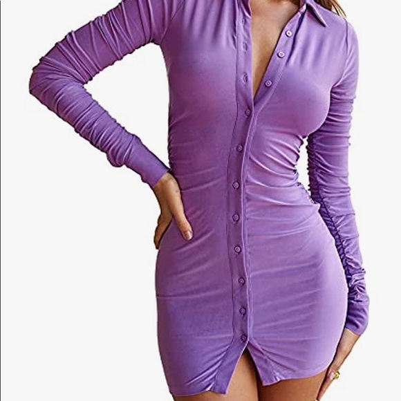 🎉HostPick🎉Woman’s Ruched Dress Purple Small - Picture 2 of 10